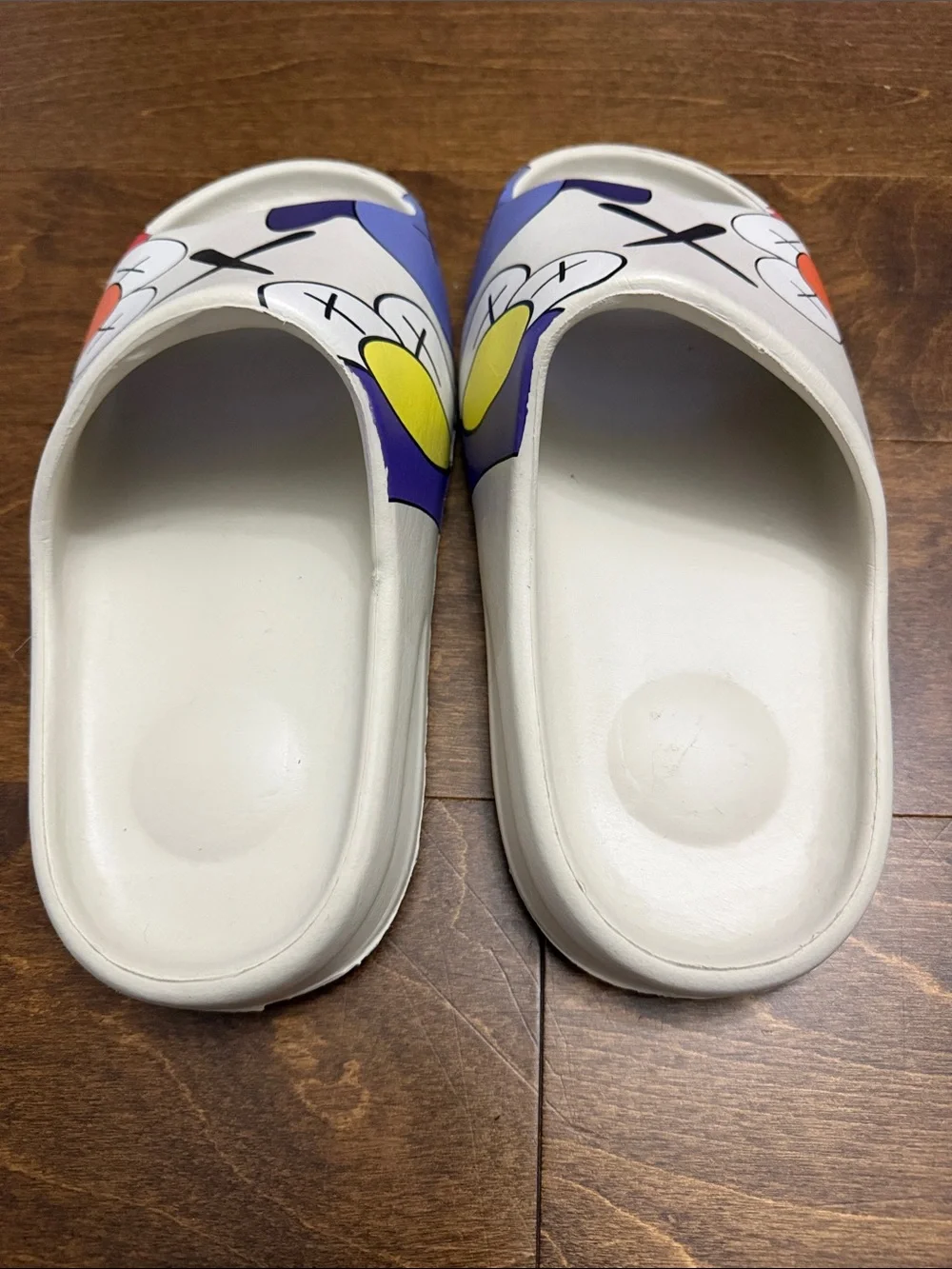 Cream Slide Sandals with KAWS Graphics